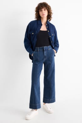 Crop wide leg jeans - talie înaltă