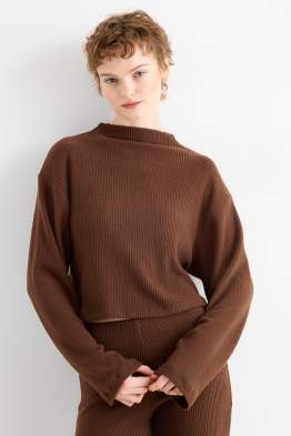 Tričko s dlouhým rukávem - regular fit - žebrované