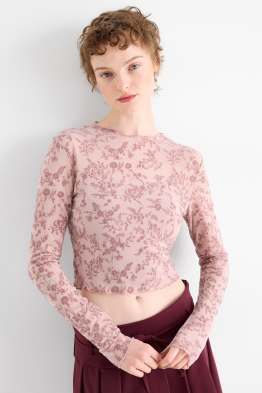 Souprava - krátké tričko s dlouhým rukávem a top - slim fit - s květinovým vzorem