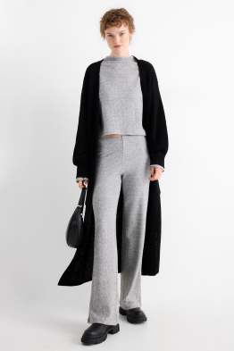 Pletené teplákové kalhoty - žebrované