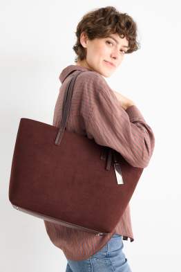 Velká kabelka shopper - imitace semiše