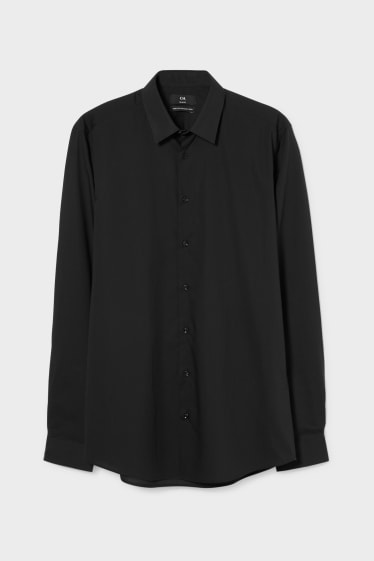 Bărbați - Cămașă office - slim fit - mânecă extra-lungă - ușor de călcat - negru