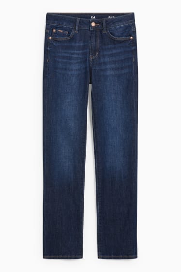 Femei - Straight jeans - talie medie - LYCRA® - denim-albastru închis