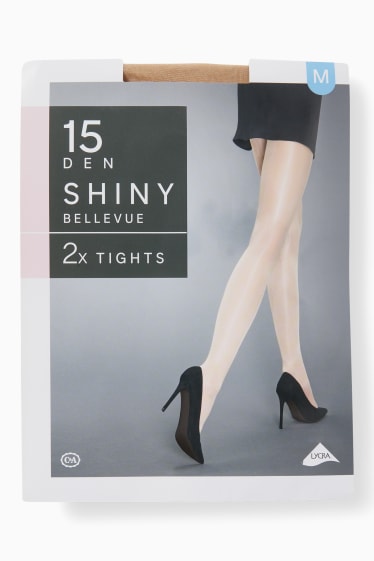 Femei - Multipack 2 perechi - dresuri - LYCRA® - 15 DEN - Bej migdală