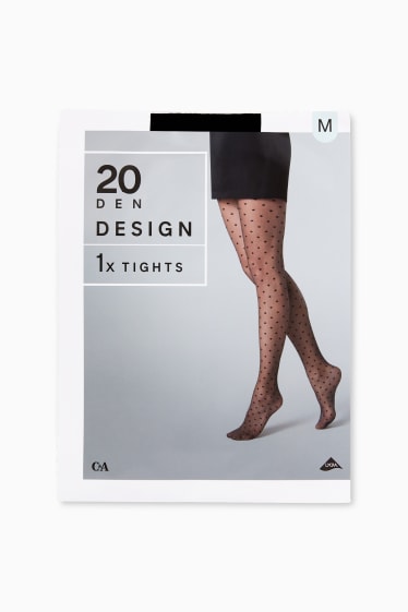 Femei - Dresuri - LYCRA® - 20 DEN - cu buline - negru