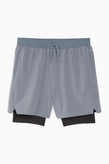 Bărbați - Pantaloni scurți funcționali - 4 Way Stretch - aspect 2 în 1 - gri
