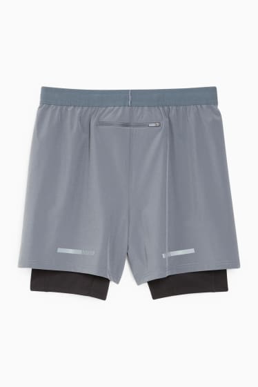 Bărbați - Pantaloni scurți funcționali - 4 Way Stretch - aspect 2 în 1 - gri