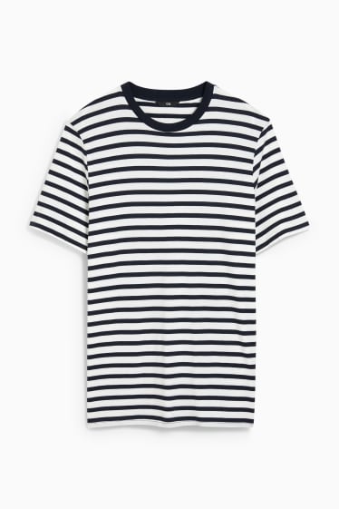 Bărbați - Tricou - cu dungi - albastru închis / alb-crem