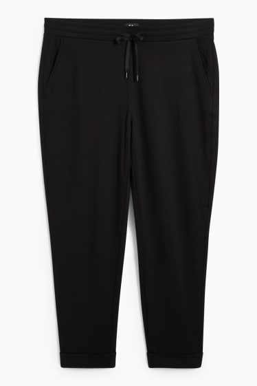 Femei - Pantaloni de stofă - talie medie - tapered fit - negru