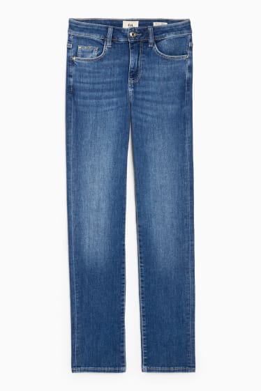 Femei - Straight jeans - talie medie - LYCRA® - denim-albastru
