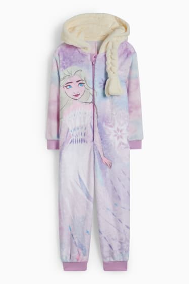 Kinderen: meisjes - Frozen - jumpsuit van fleece, met capuchon - lichtpaars