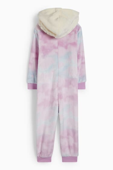 Kinderen: meisjes - Frozen - jumpsuit van fleece, met capuchon - lichtpaars