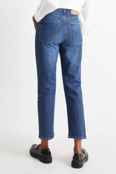 Femei - Crop straight jeans - talie înaltă - denim-albastru
