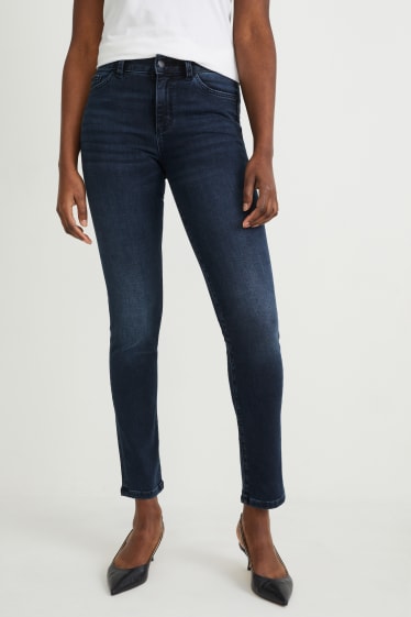 Femei - Slim jeans - talie medie - LYCRA® - denim-albastru închis