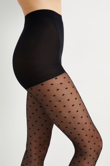 Femei - Dresuri - LYCRA® - 20 DEN - cu buline - negru