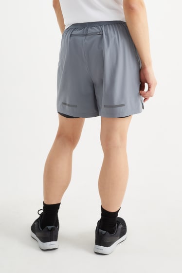 Bărbați - Pantaloni scurți funcționali - 4 Way Stretch - aspect 2 în 1 - gri