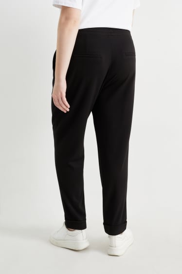 Femei - Pantaloni de stofă - talie medie - tapered fit - negru