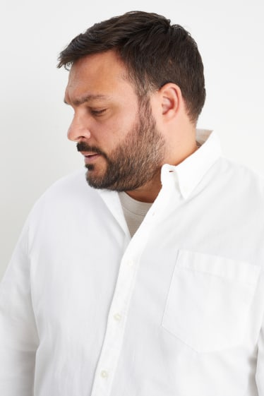 Bărbați - Cămașă Oxford - regular fit - guler cu nasturi - alb-crem