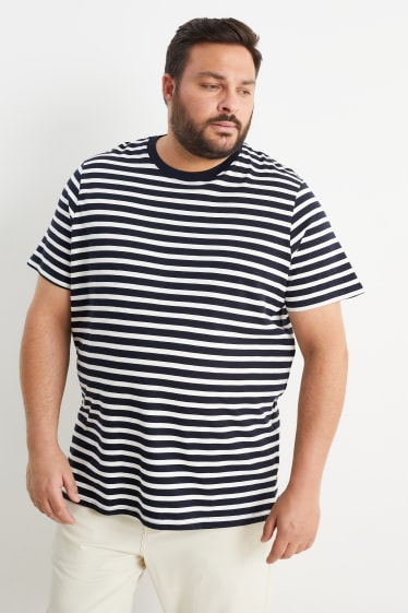 Bărbați - Tricou - cu dungi - albastru închis / alb-crem