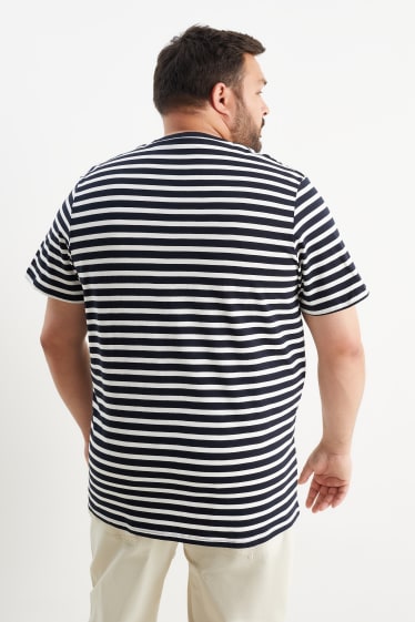 Bărbați - Tricou - cu dungi - albastru închis / alb-crem