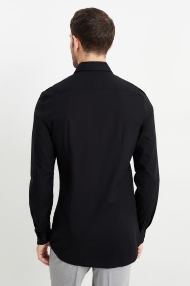 Bărbați - Cămașă office - slim fit - guler Kent - ușor de călcat - negru