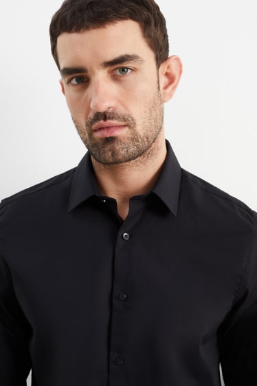 Bărbați - Cămașă office - slim fit - guler Kent - ușor de călcat - negru