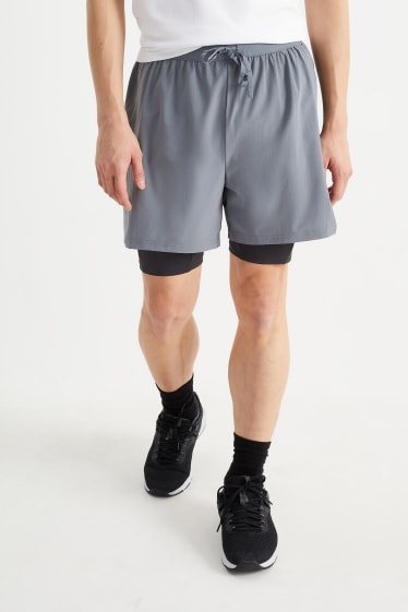 Bărbați - Pantaloni scurți funcționali - 4 Way Stretch - aspect 2 în 1 - gri