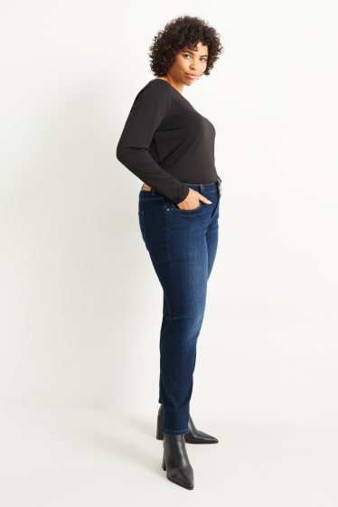 Femei - Straight jeans - talie medie - LYCRA® - denim-albastru