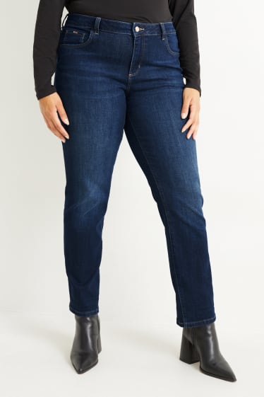 Femei - Straight jeans - talie medie - LYCRA® - denim-albastru