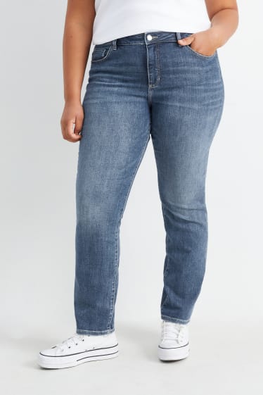 Femei - Straight jeans - talie medie - LYCRA® - denim-albastru