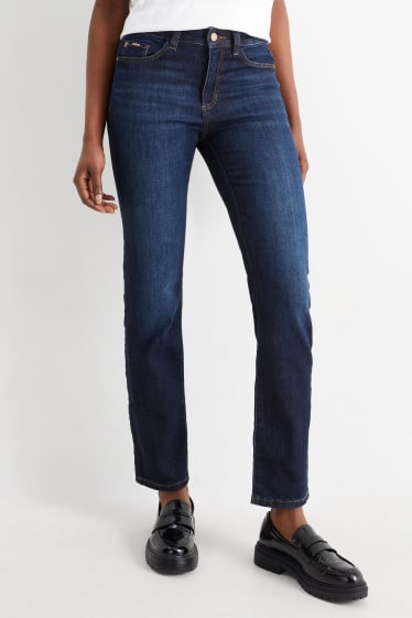 Femei - Straight jeans - talie medie - LYCRA® - denim-albastru închis