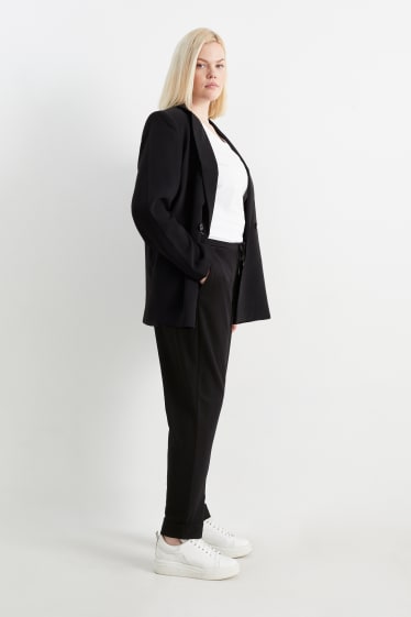 Femei - Pantaloni de stofă - talie medie - tapered fit - negru