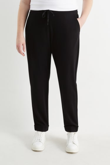 Femei - Pantaloni de stofă - talie medie - tapered fit - negru