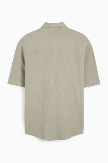 Men - Shirt - relaxed fit - kent collar - textured - green