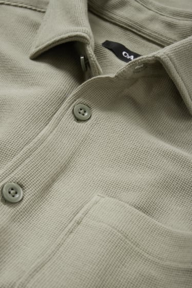 Men - Shirt - relaxed fit - kent collar - textured - green