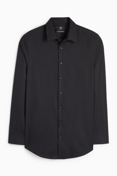 Bărbați - Cămașă office - slim fit - guler Kent - ușor de călcat - negru