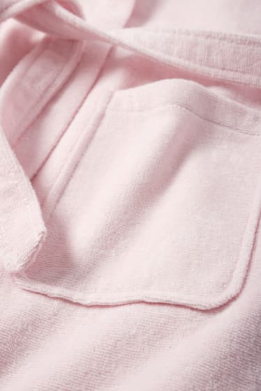 Copii - Fete - Halat de baie din tricot plușat, cu glugă - roz