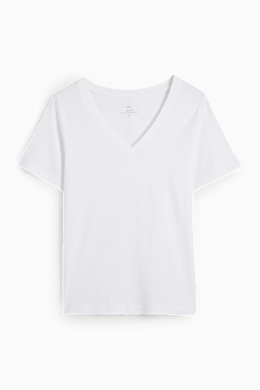 Femei - Tricou cu decolteu în V - regular fit - alb