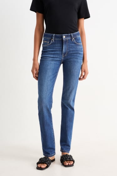 Femei - Straight jeans - talie medie - LYCRA® - denim-albastru