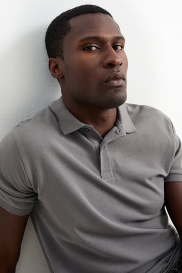 Bărbați - Tricou polo - regular fit - gri închis