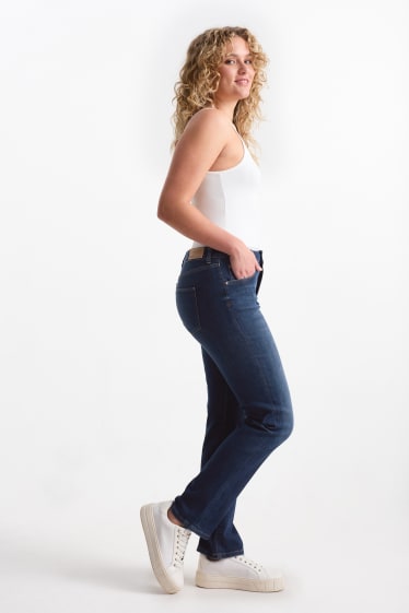 Femei - Straight jeans - talie medie - LYCRA® - denim-albastru