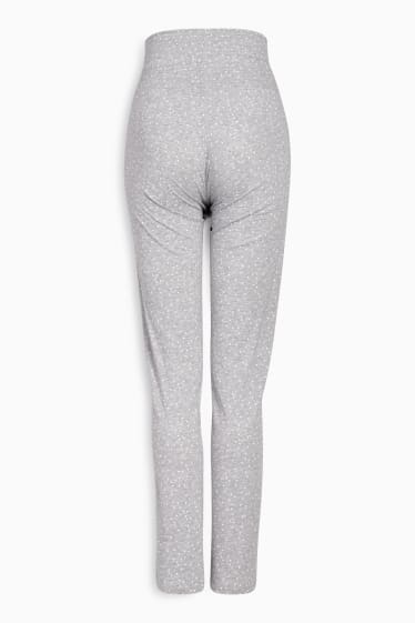 Femei - Pantaloni de pijama gravide - cu buline - cu fronseuri - gri deschis melanj