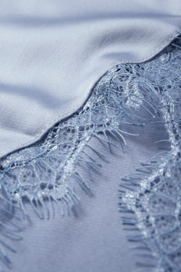 Femei - Rochie din satin asimetrică - albastru