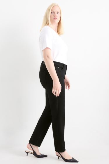Femei - Straight jeans - talie medie - LYCRA® - negru