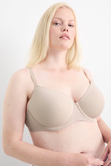 Femei - Sutien cu armătură - DEMI - vătuit - LYCRA® - bej deschis