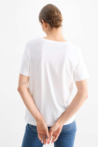 Femei - Tricou cu decolteu în V - regular fit - alb