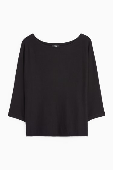 Femei - Pulover din tricot fin - negru
