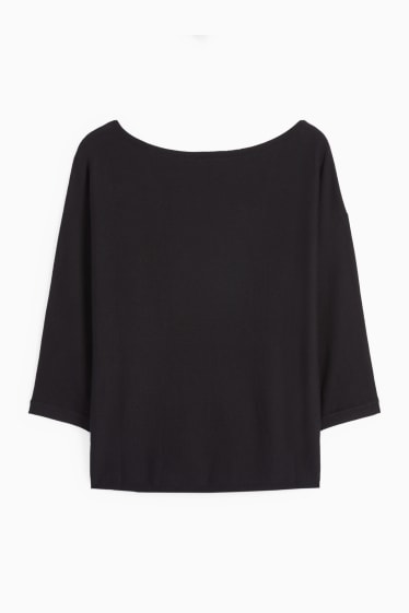 Femei - Pulover din tricot fin - negru