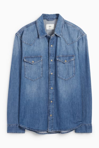 Bărbați - Cămașă din denim - regular fit - guler Kent - denim-albastru