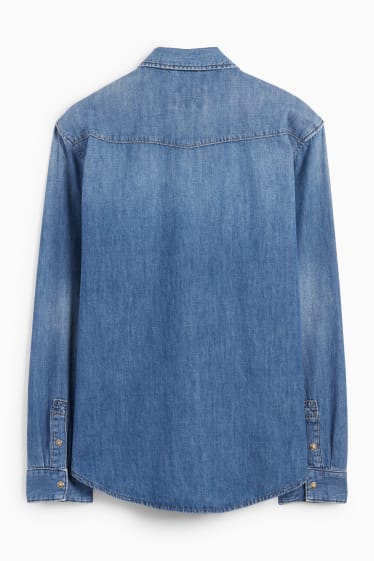 Bărbați - Cămașă din denim - regular fit - guler Kent - denim-albastru